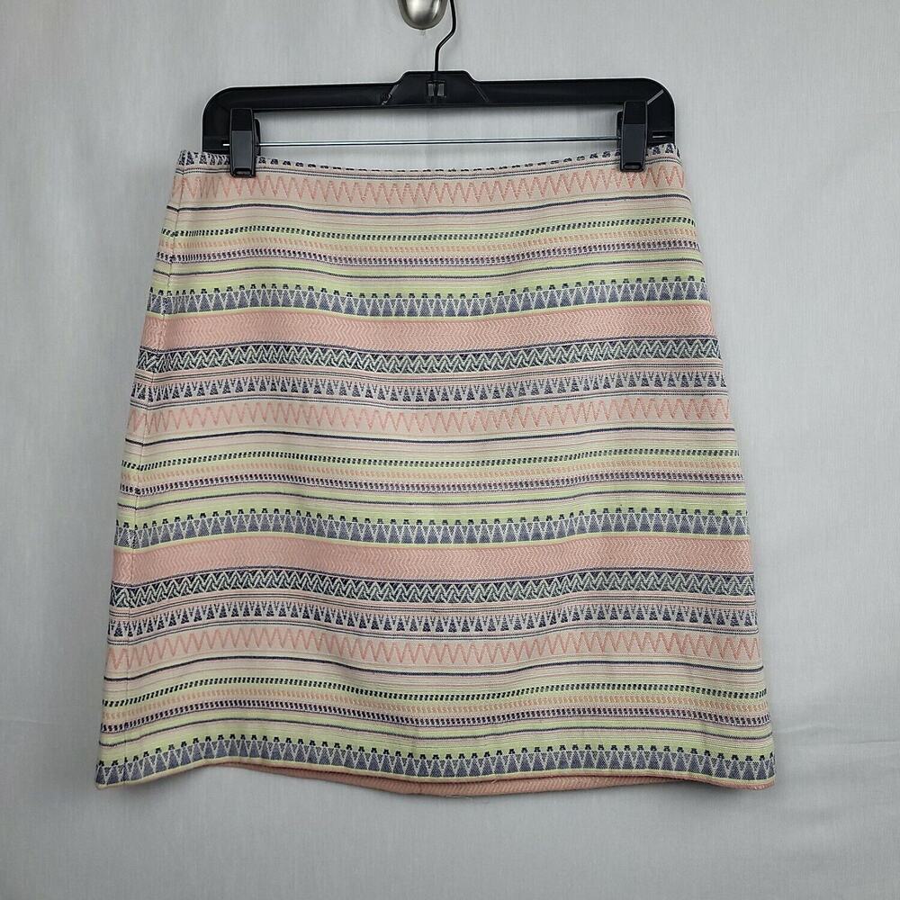 Office Siren Ann‎ Taylor Loft Womens Chevron Short Skirt Corpcore Career Size 6